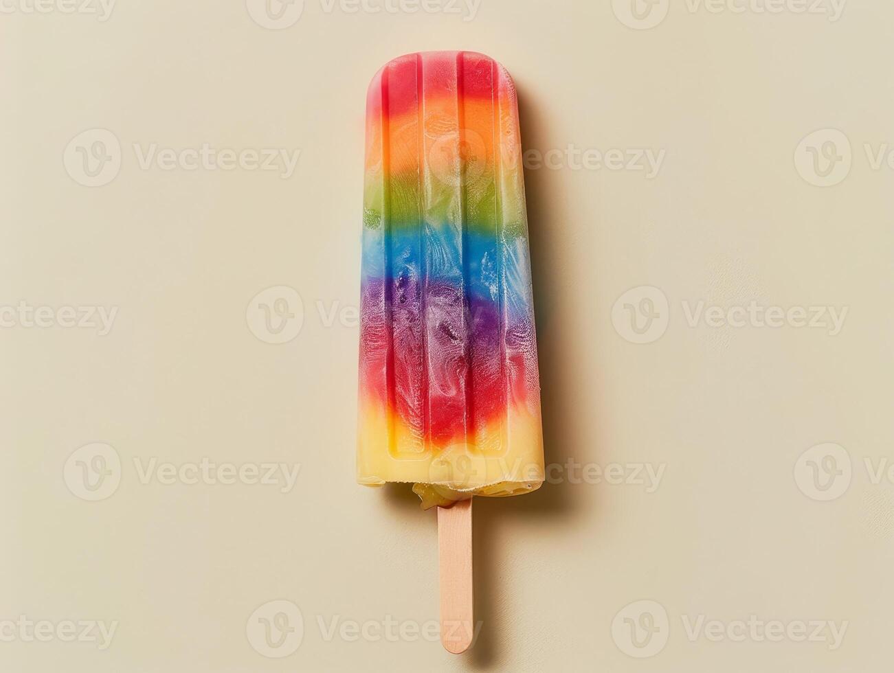 colorful rainbow popsicle on a stick photo
