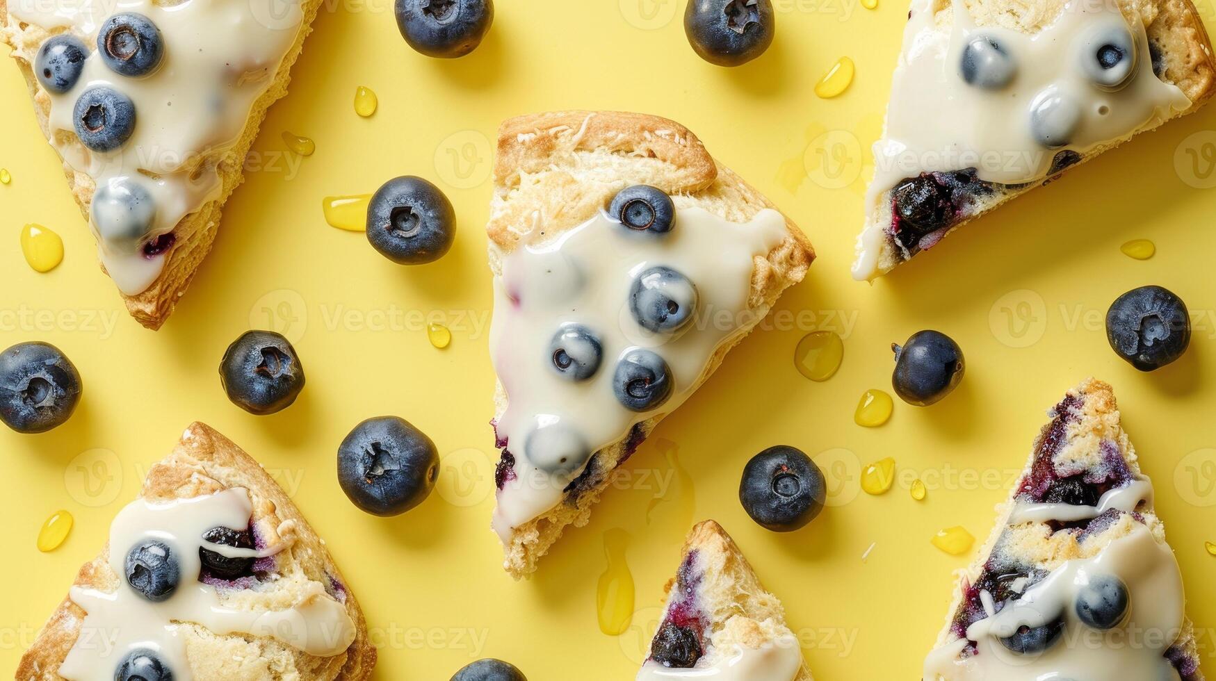 Delicious blueberry scones with creamy frosting photo