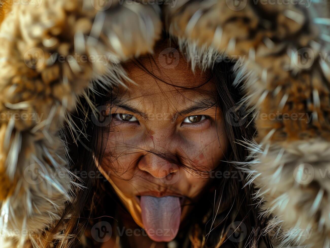 Fierce expression of indigenous person photo