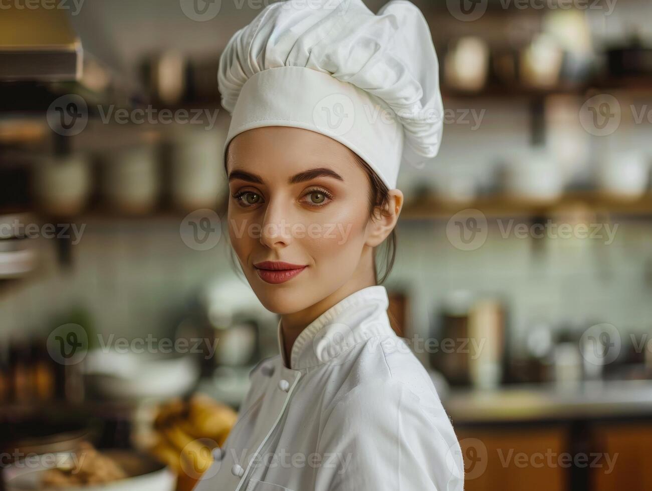 professional chef in white uniform photo