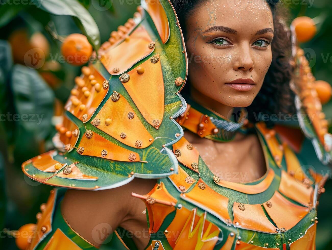 vibrant tropical fashion portrait photo