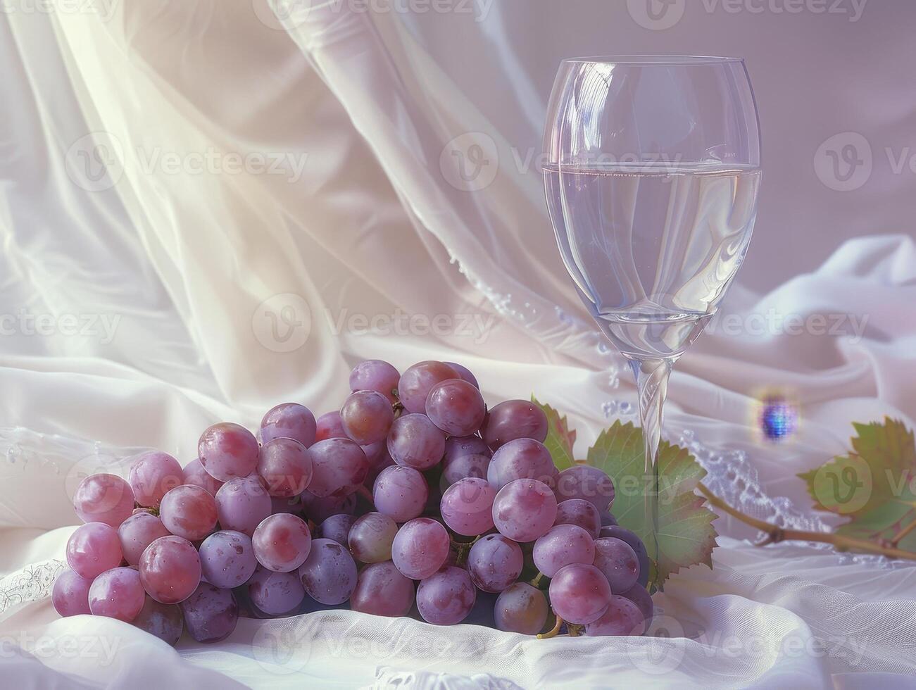 Elegant still life with grapes and wine glass photo