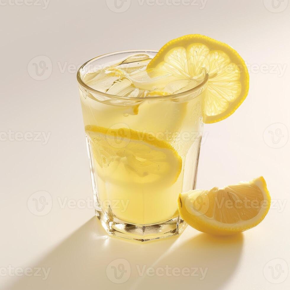 refreshing lemonade drink with lemon slices photo