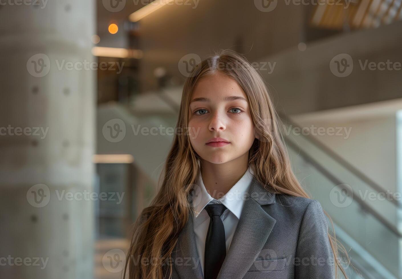 young girl in school uniform photo