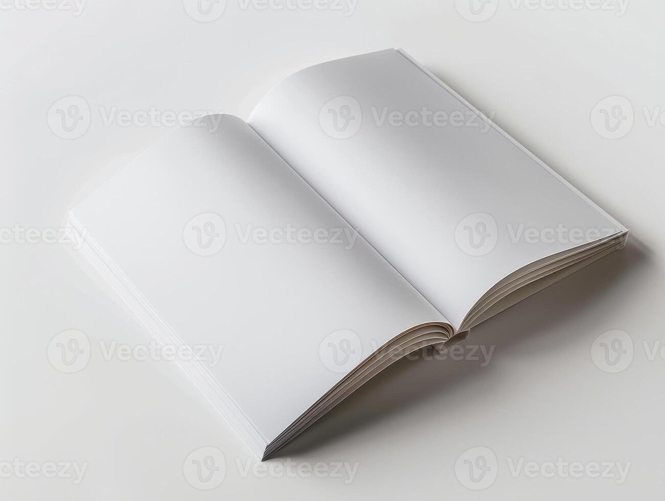 open book with blank pages on a plain white background photo
