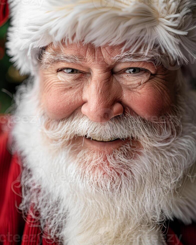 close up portrait of a smiling santa claus photo