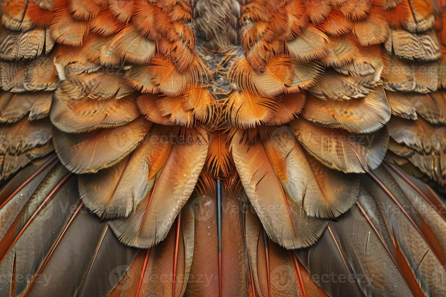 Vibrant feather pattern close up photo