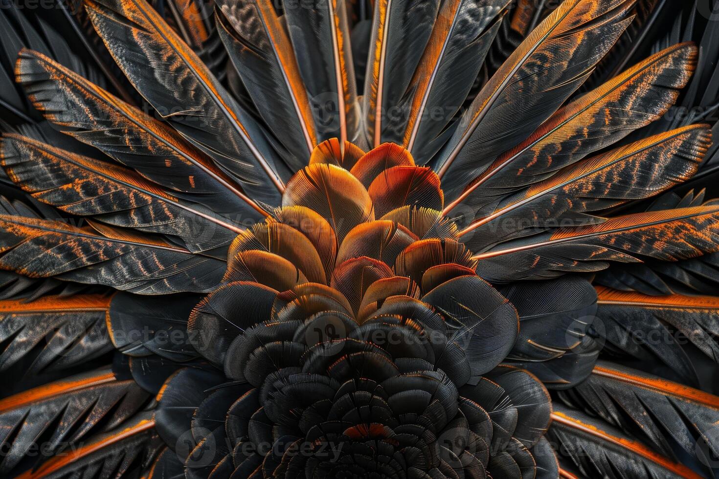 Vibrant feather pattern abstract background photo
