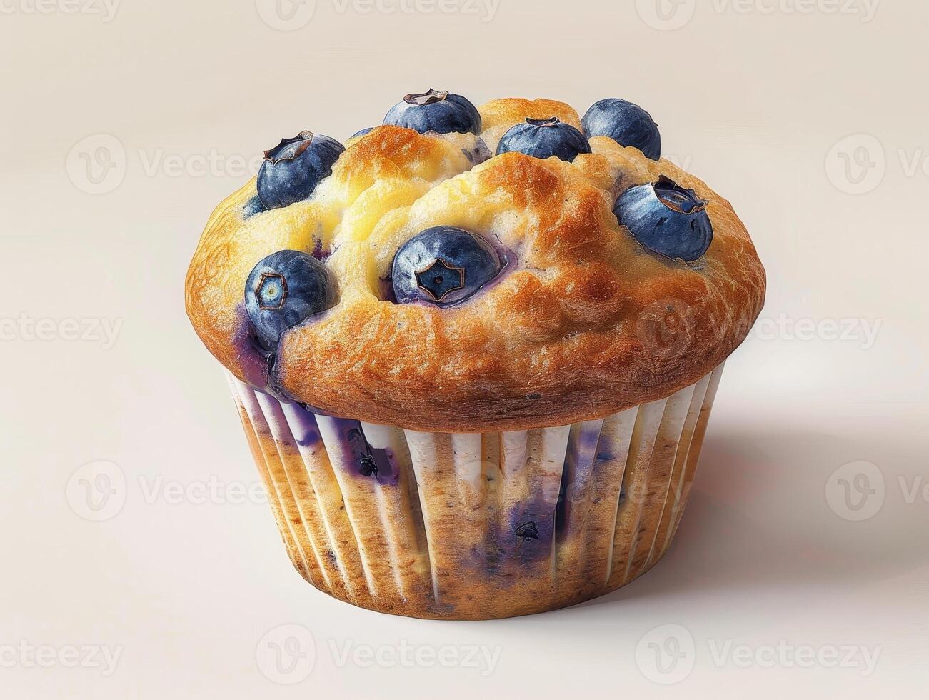 Delicious blueberry muffin with golden crust photo