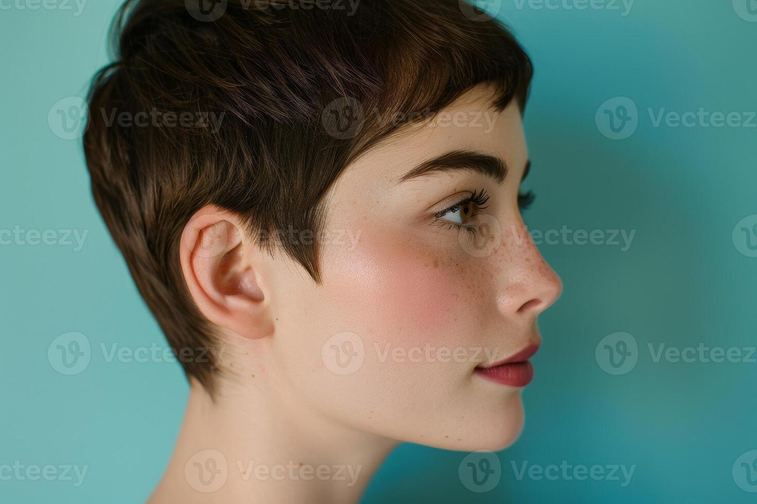 profile of a young person with dark hair photo