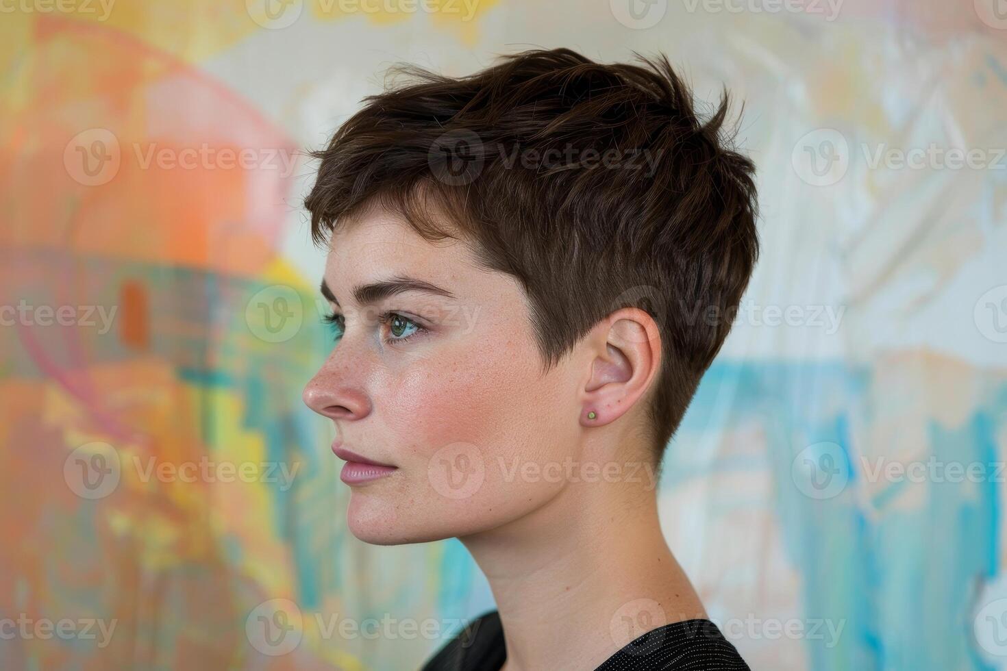 portrait of a young woman with short dark hair photo