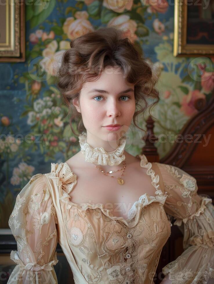 Elegant woman in historical costume photo