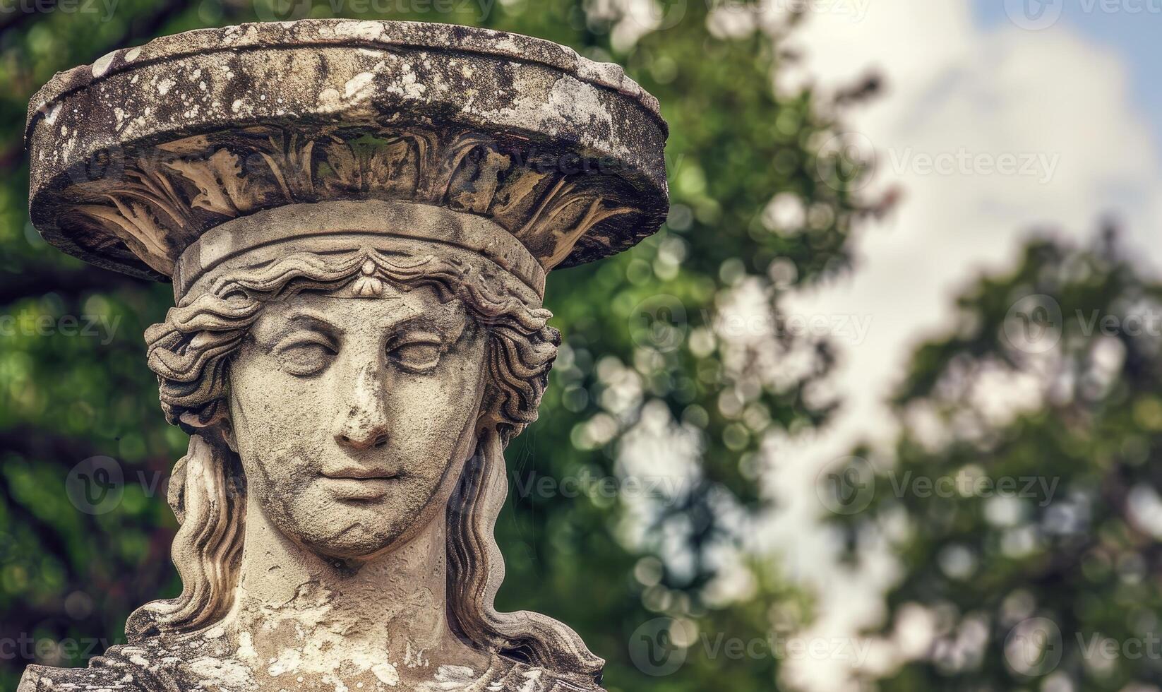 ancient stone statue with ornate details photo