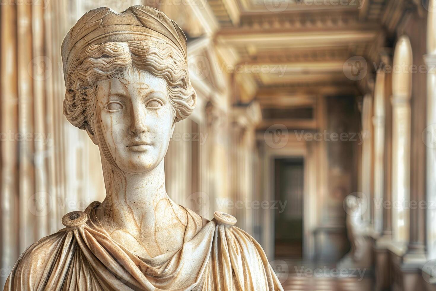 Elegant marble statue in a grand architectural setting photo