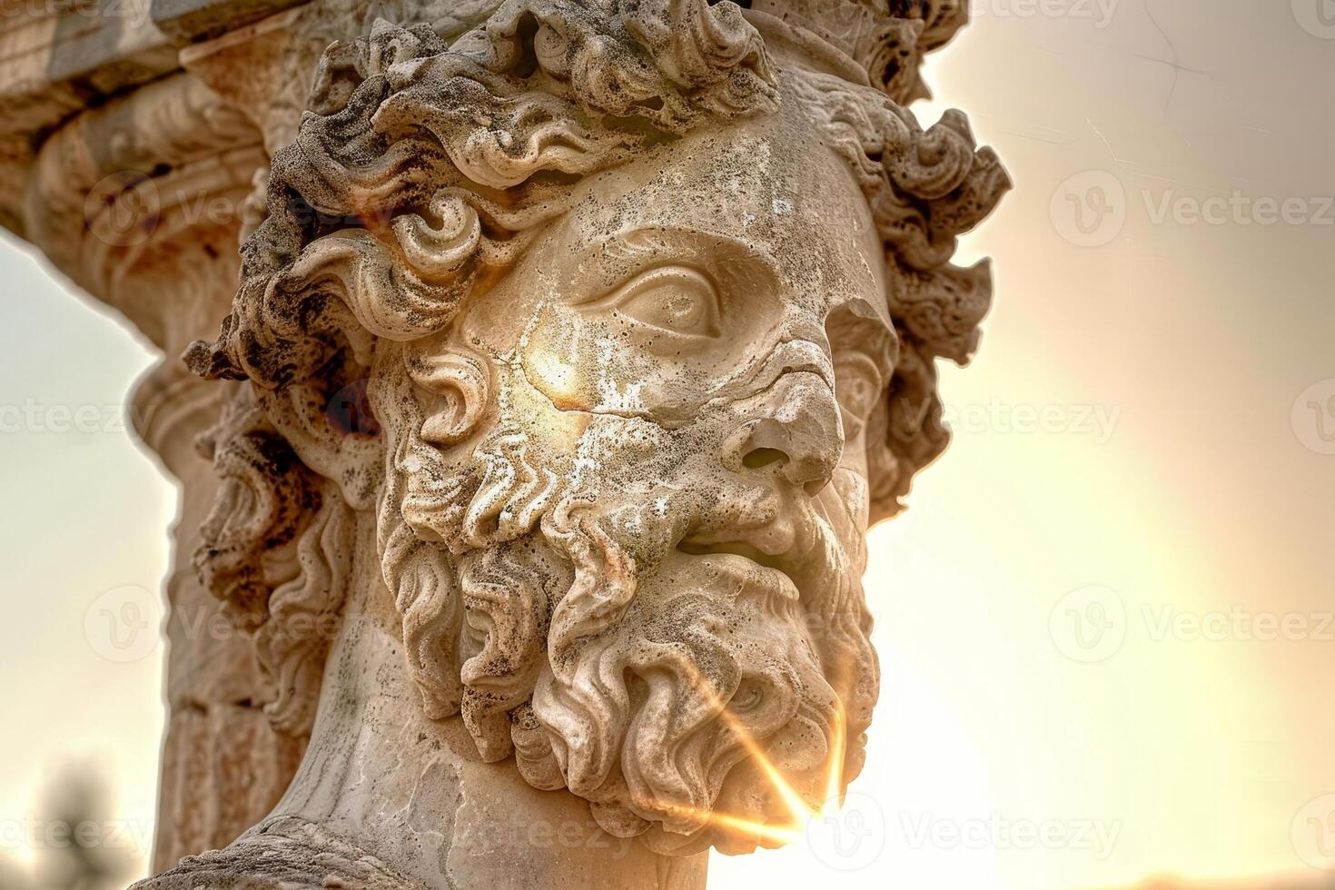 ancient stone sculpture with intricate details photo