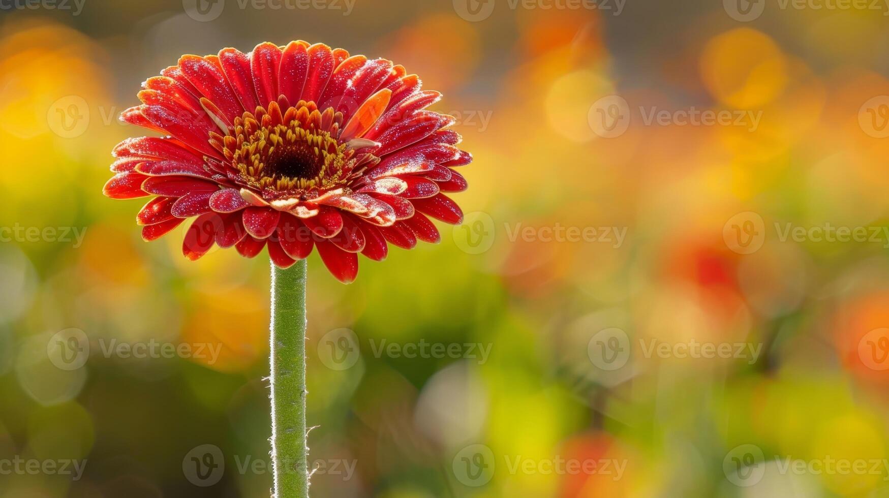 Vibrant red gerbera daisy flower in nature photo