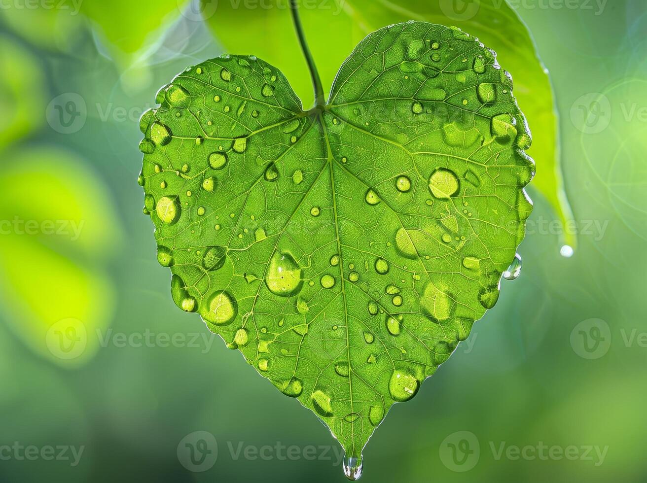 heart shaped leaf with water droplets photo