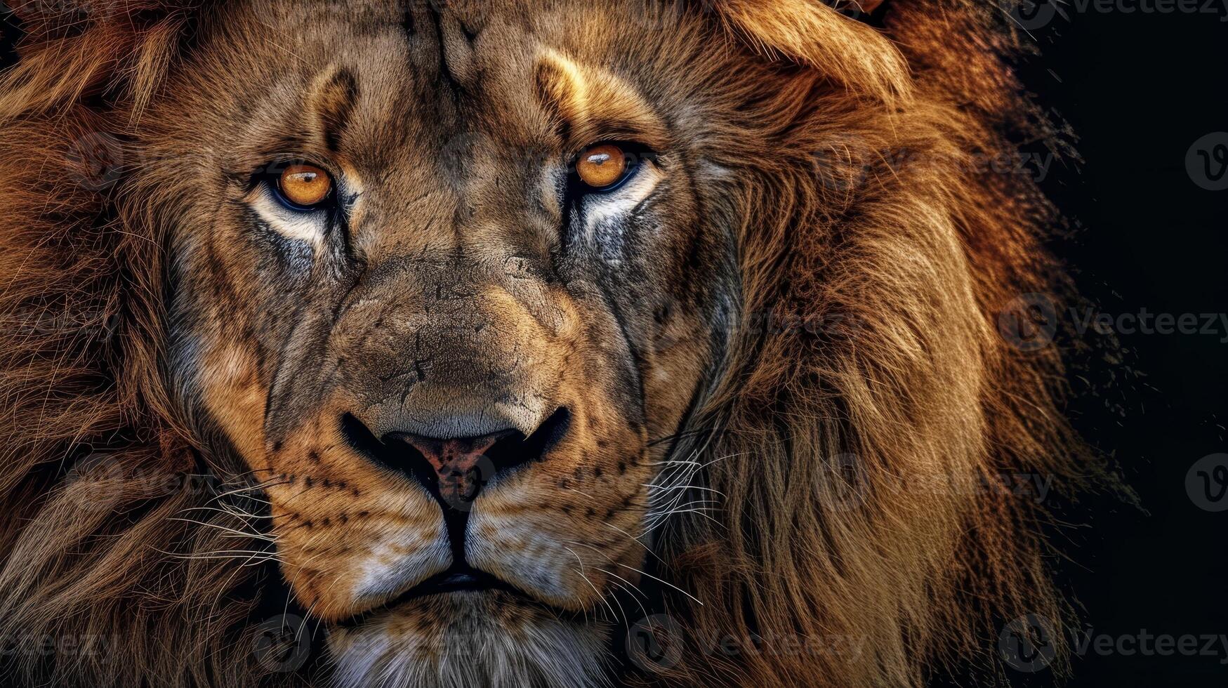 Powerful lion close up portrait photo