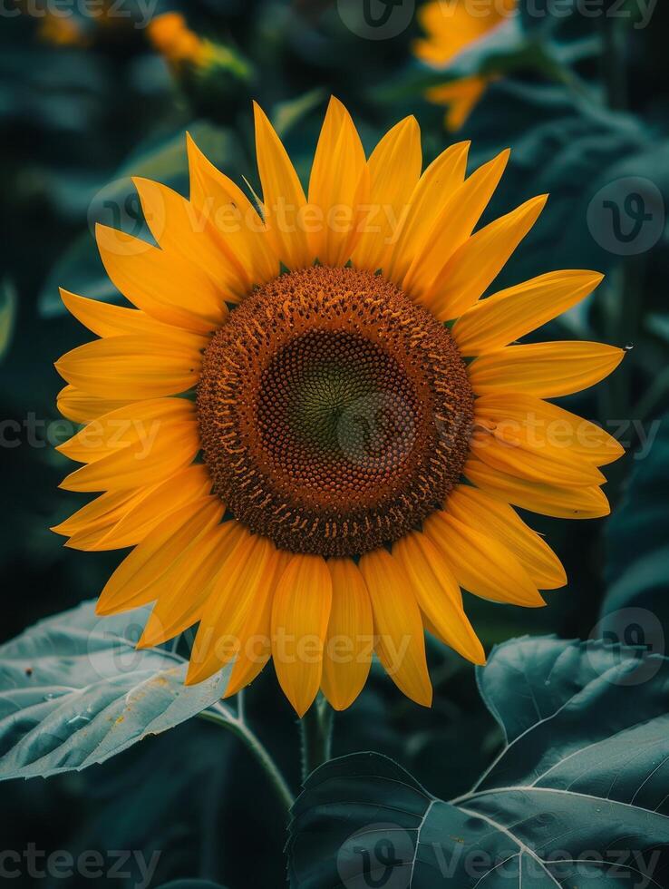 Vibrant sunflower in full bloom photo