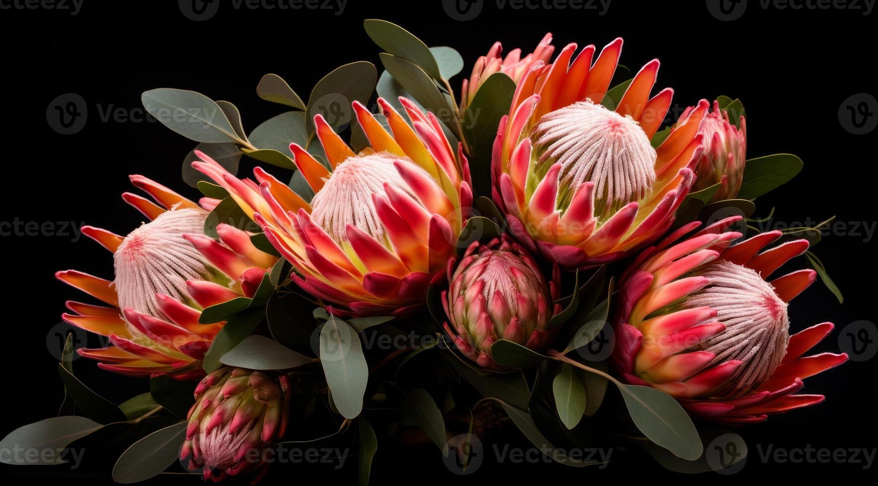 Vibrant protea flower bouquet photo