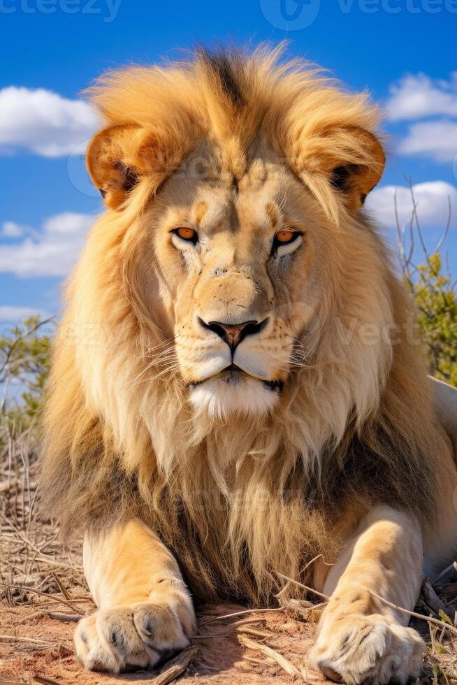 Majestic lion in the wild photo
