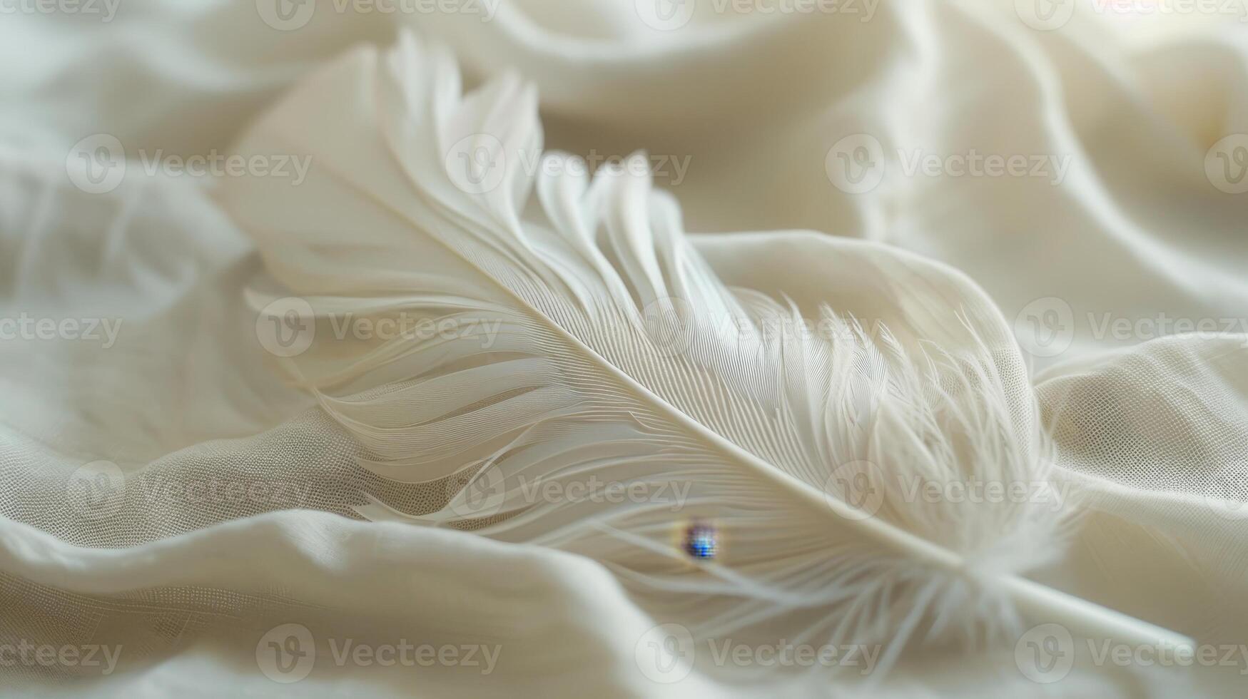 Delicate feather on soft fabric photo