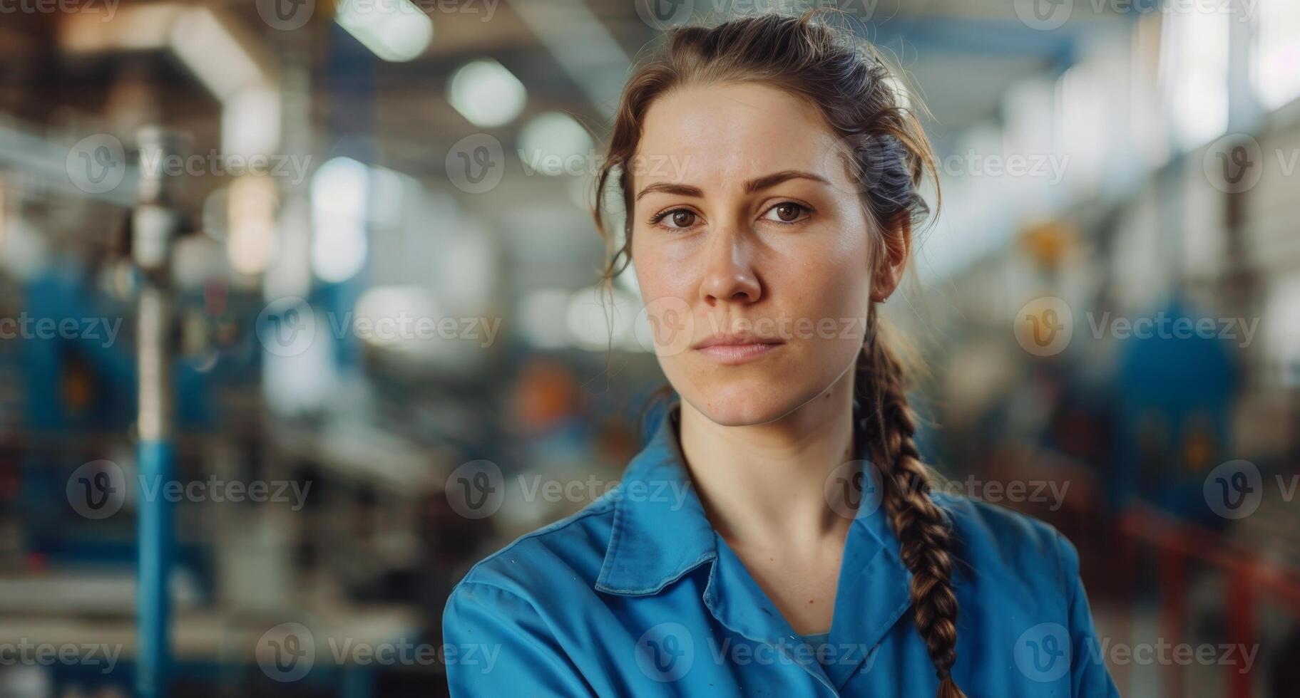 Thoughtful woman in blue jacket photo