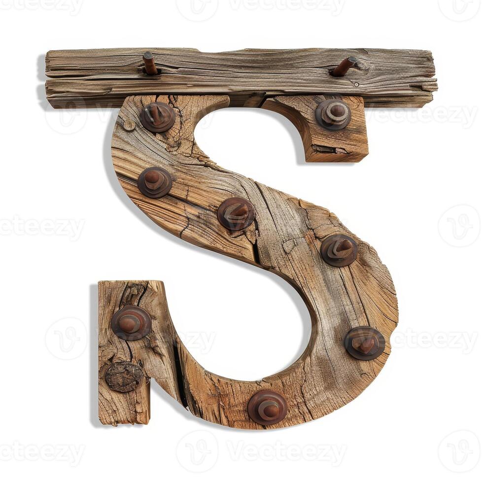 Rustic wooden letter S photo