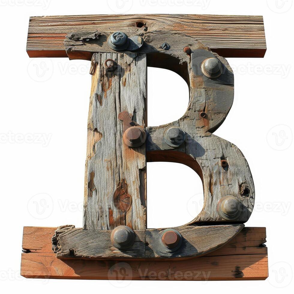 Rustic Wooden Letter B photo