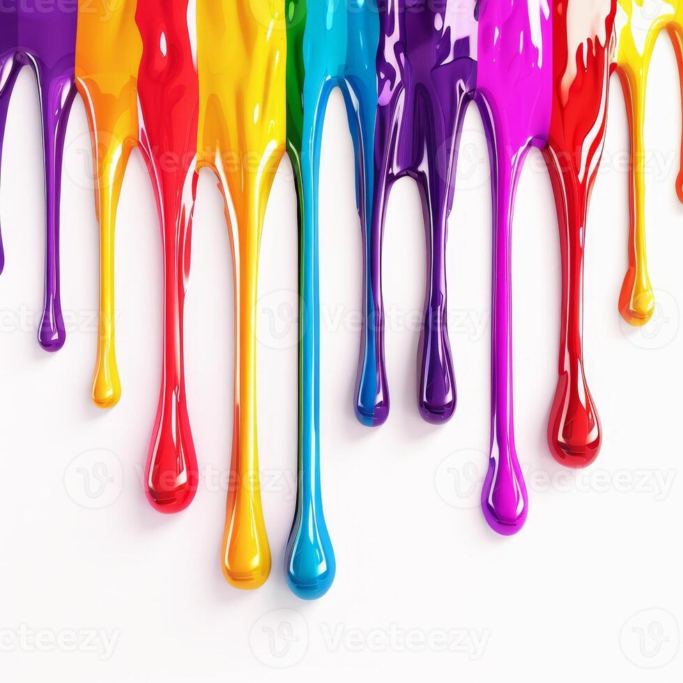 Colorful paint drips photo