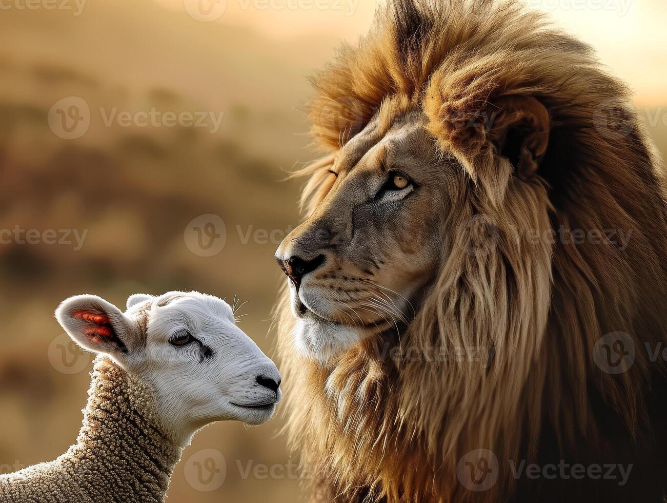 Majestic Lion and Lamb photo