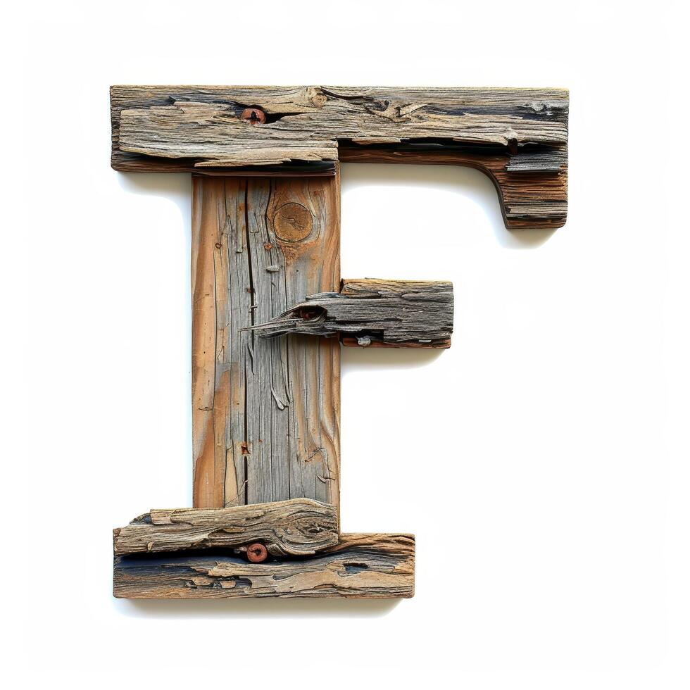 Rustic wooden letter F photo