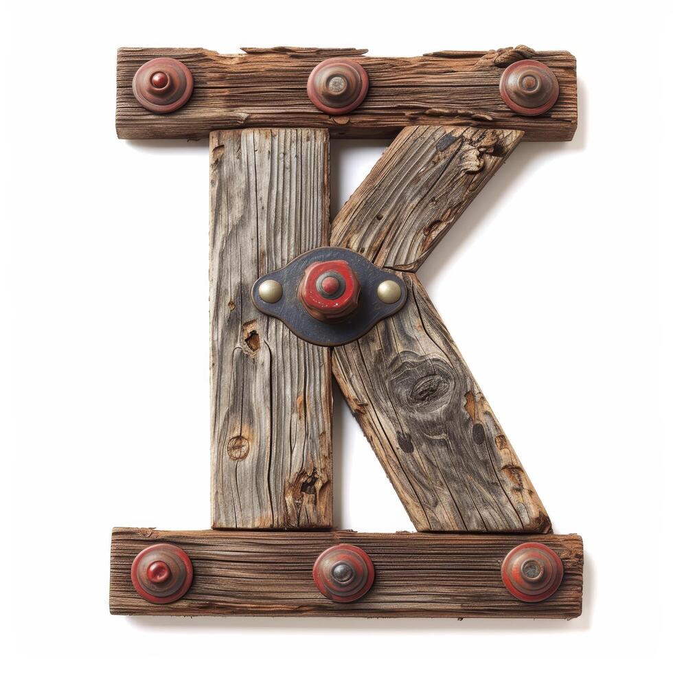 Rustic wooden letter K photo
