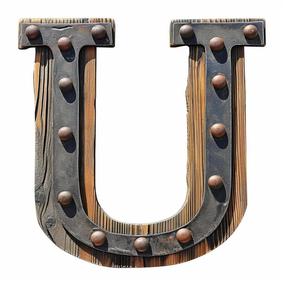 Vintage Wooden Letter U photo