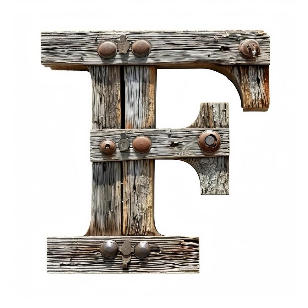 Rustic wooden letter F photo