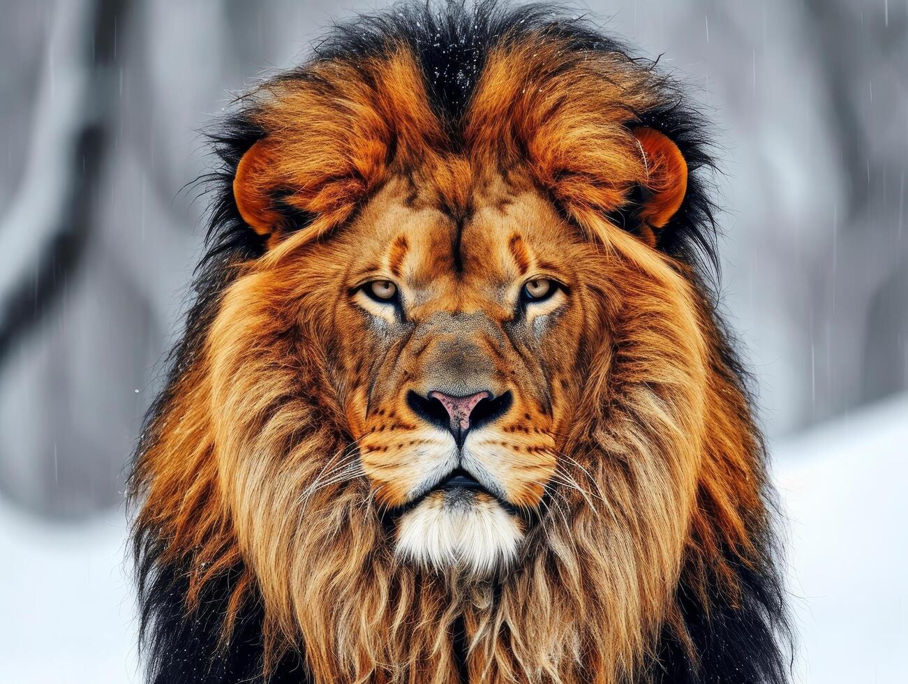 Majestic Lion in the Snow photo