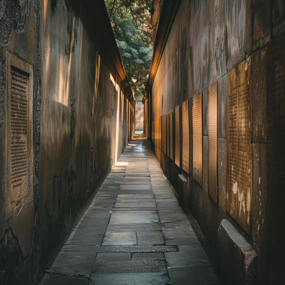 Mysterious alleyway in an ancient city photo