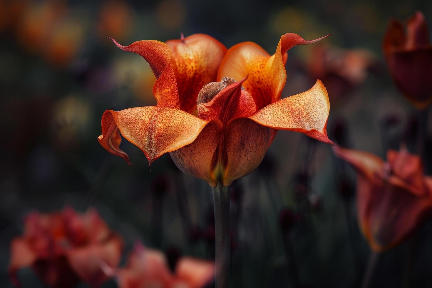 Vibrant orange tulip in bloom photo