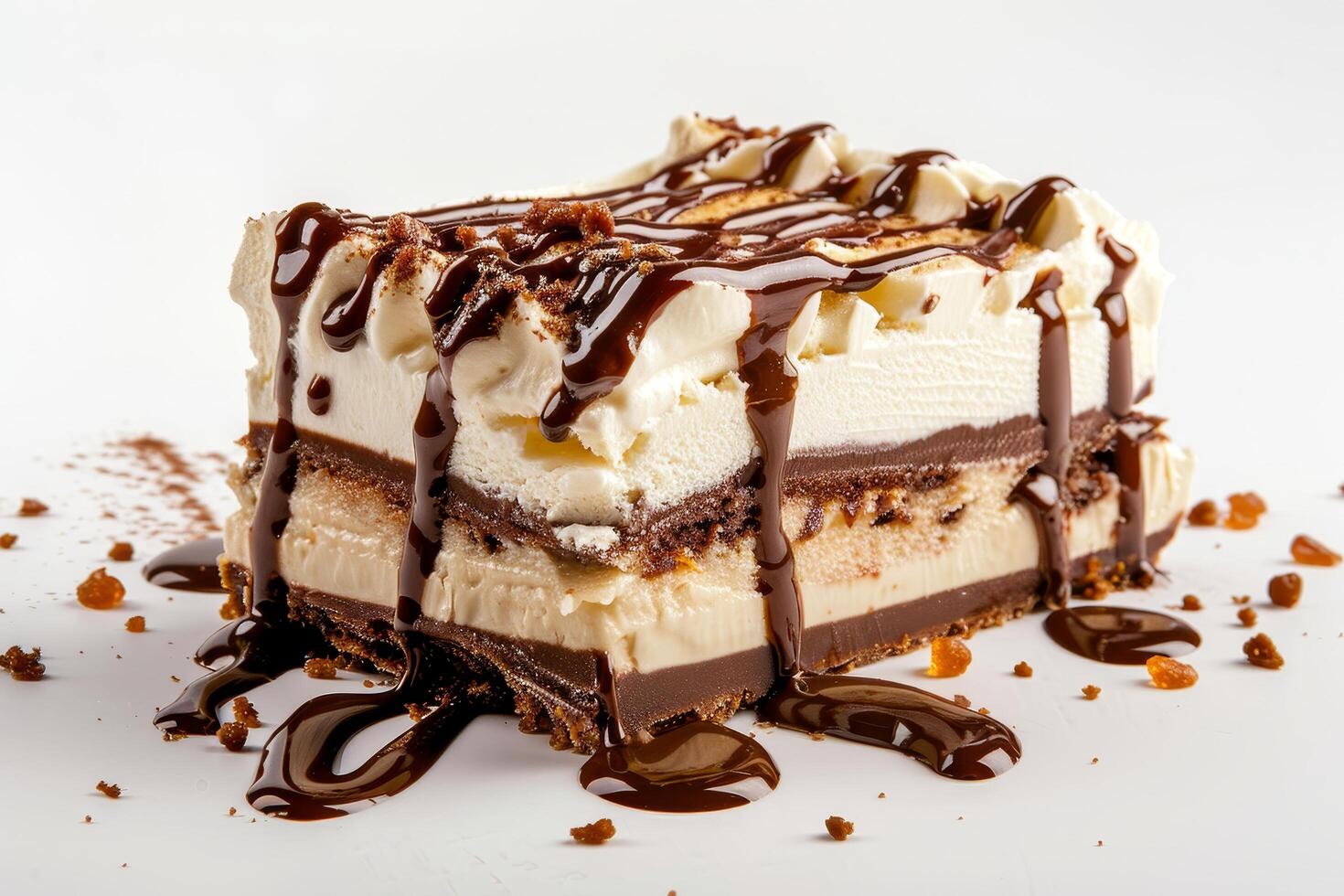 Decadent chocolate and cream dessert photo