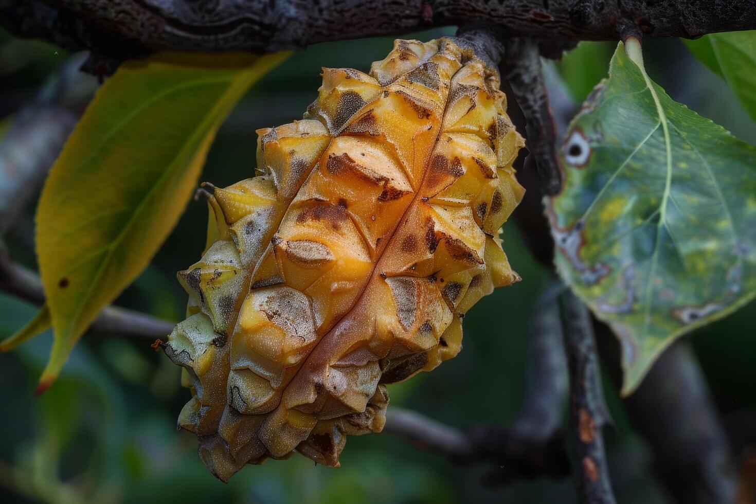 Exotic tropical fruit with intricate patterns photo
