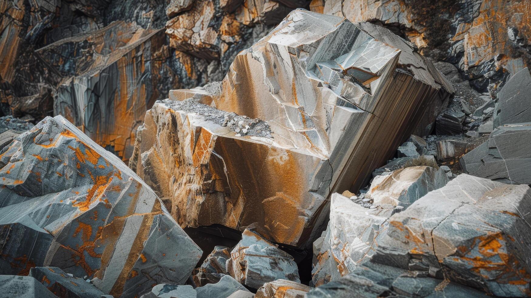 Rugged rock formations in a natural setting photo