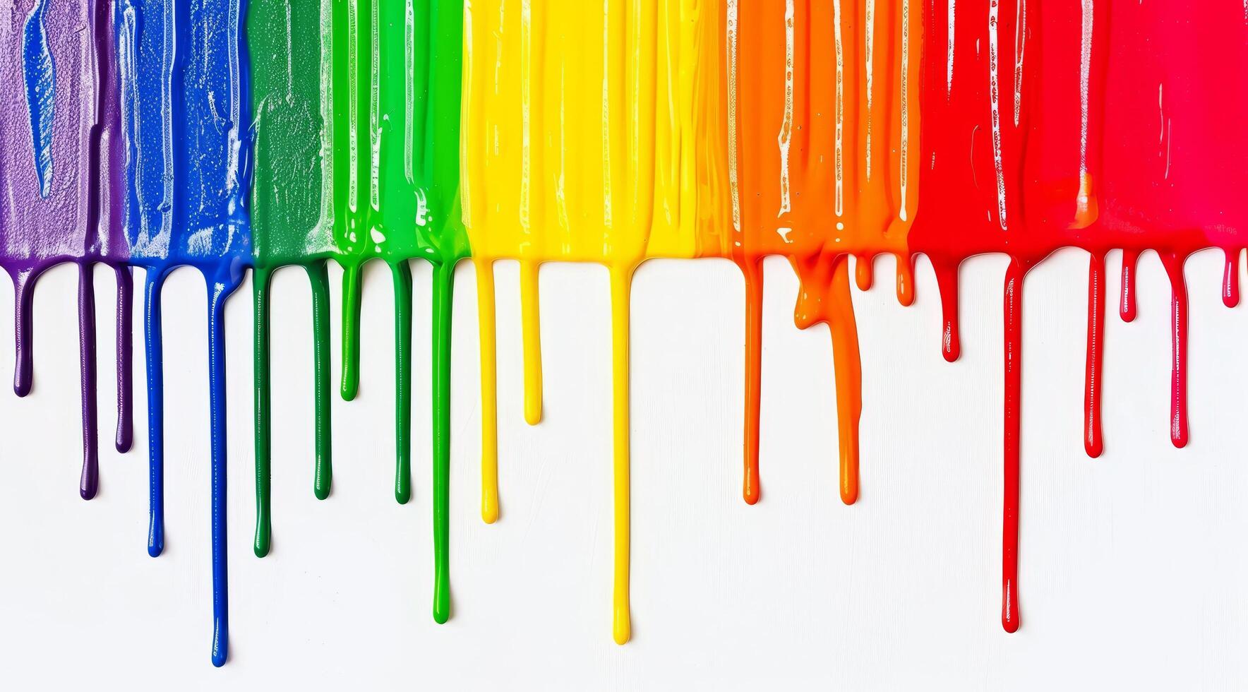 Vibrant rainbow paint drips photo