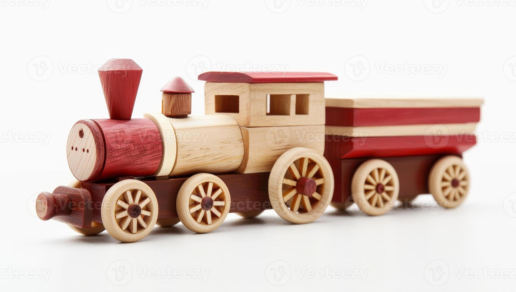 Wooden toy train with carriages photo