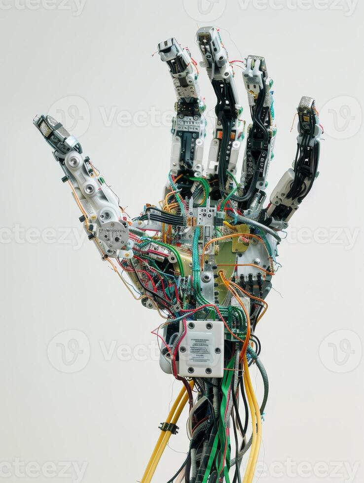 Robotic hand made of electronic components photo