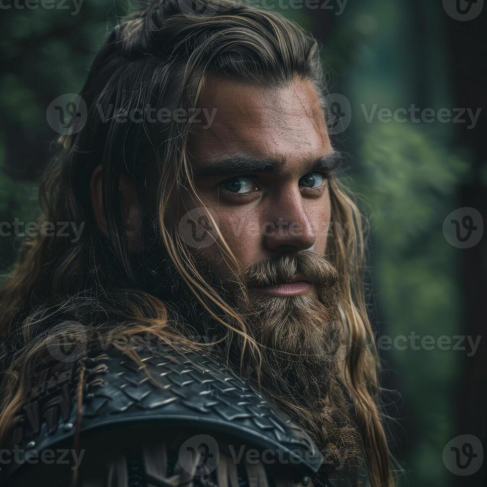 Rugged Warrior in the Forest photo