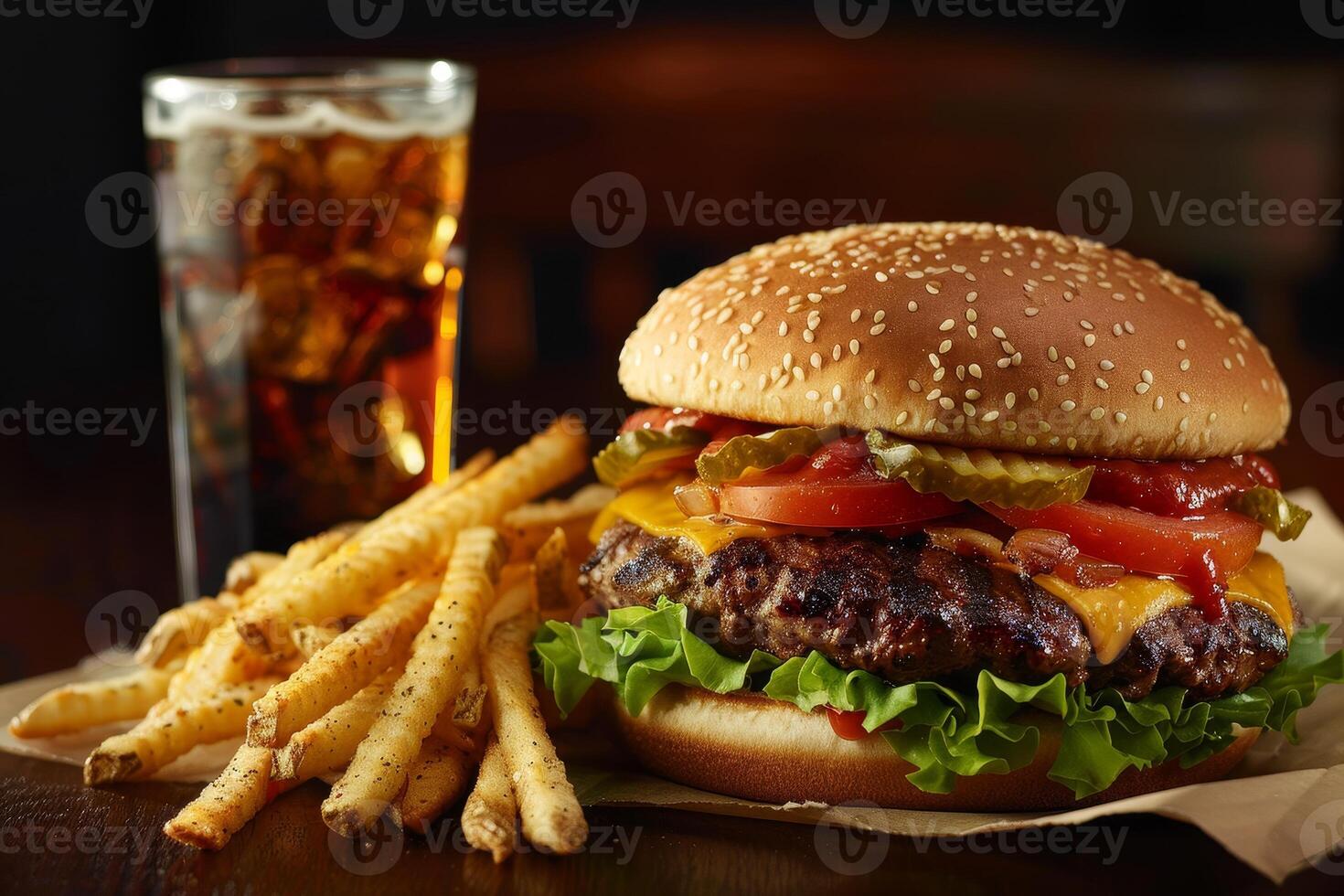 Delicious Burger and Fries Meal photo