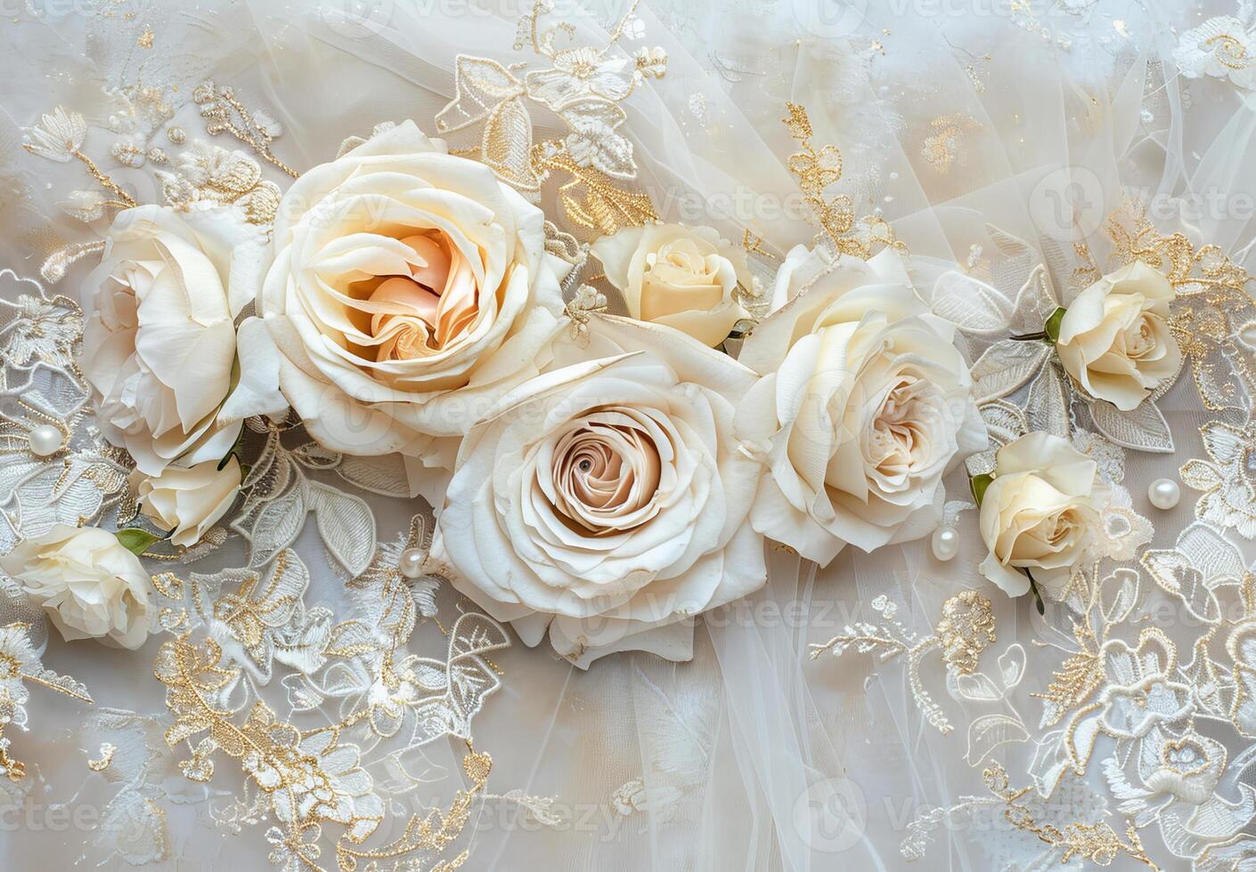Elegant Bridal Bouquet with Lace and Pearls photo