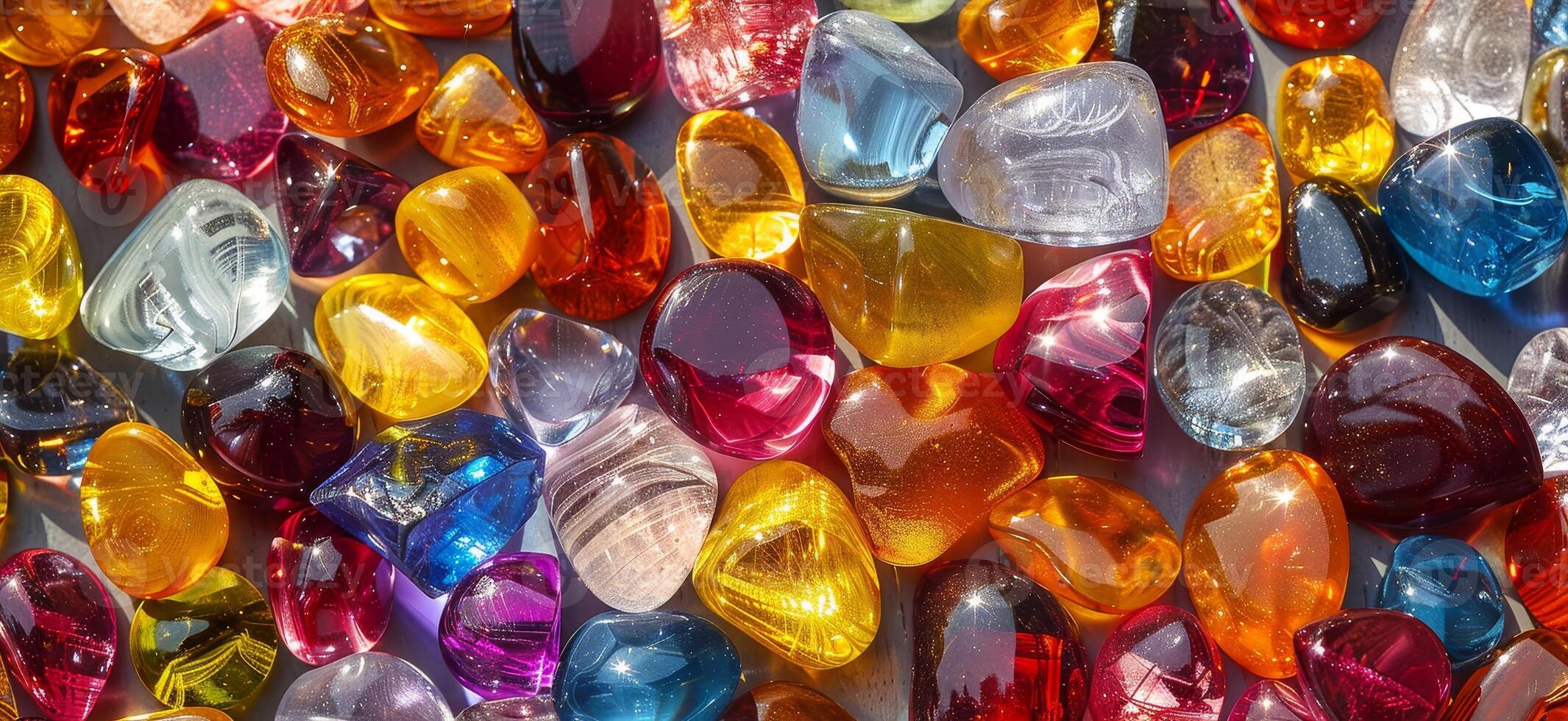 Colorful glass stones and gems photo