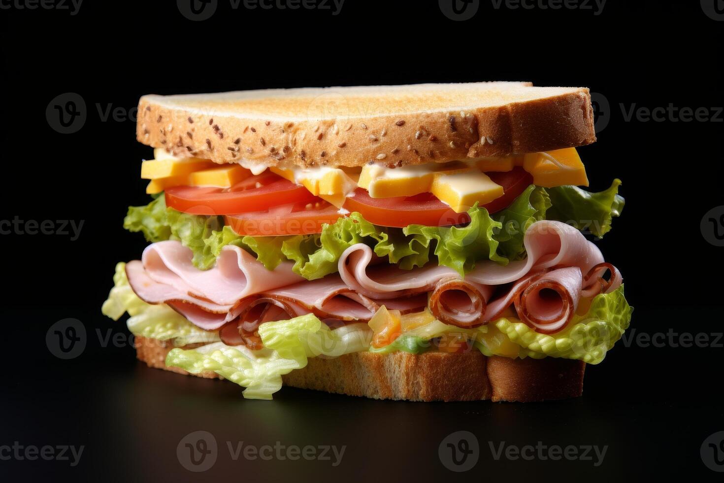 Delicious sandwich with fresh ingredients photo