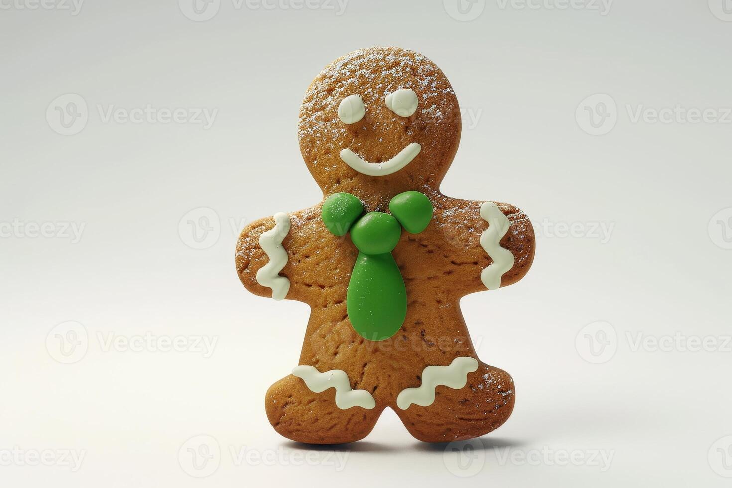 Festive gingerbread man cookie with decorative icing photo